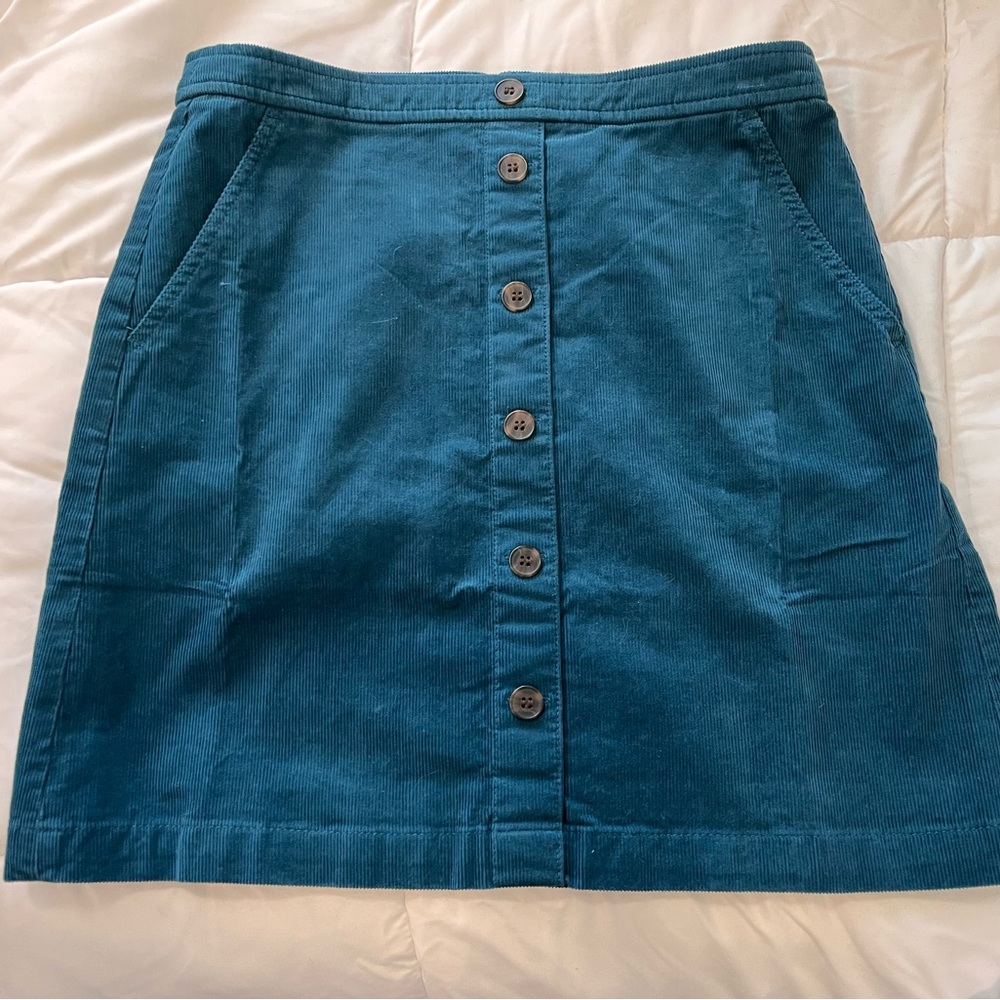 J. Crew Factory Teal Blue A-Line Skirt - Picture 2 of 6